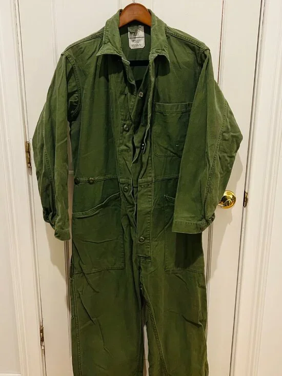 vintage US Military Type I OG-107 sateen coveralls made from olive green cotton - Picture 16 of 16